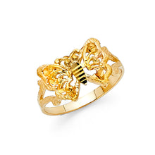 Ioka Jewelry - 14K Yellow Solid Gold Fancy Butterfly Ring