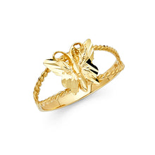 Ioka Jewelry - 14K Yellow Solid Gold Fancy Butterfly Ring