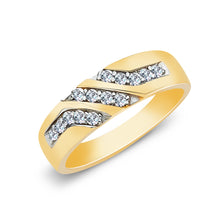 Ioka Jewelry - 14K Yellow Solid Gold Cubic Zirconia CZ Ring Men's Band