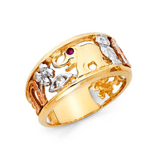 Ioka Jewelry - 14K Tri Color Solid Gold Lucky Symbol Ring