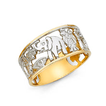Ioka Jewelry - 14K Two Tone Solid Gold Lucky Symbol Ring