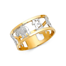 Ioka Jewelry - 14K Two Tone Solid Gold Lucky Symbol Ring