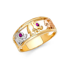 Ioka Jewelry - 14K Tri Color Solid Gold Lucky Elephant Ring
