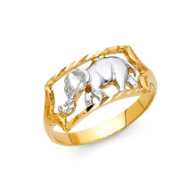 Ioka Jewelry - 14K Two Tone Solid Gold Lucky Elephant Ring