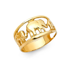 Ioka Jewelry - 14K Yellow Solid Gold Lucky Elephant Ring