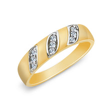 Ioka Jewelry - 14K Yellow Solid Gold Cubic Zirconia CZ Ring Men's Band