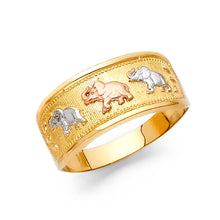Ioka Jewelry - 14K Tri Color Solid Gold Lucky Elephant Ring