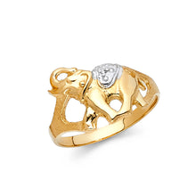 Ioka Jewelry - 14K Two Tone Solid Gold Fancy Lucky Elephant Ring