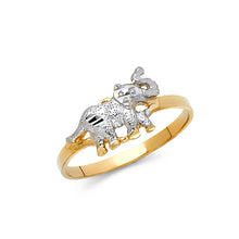 Ioka Jewelry - 14K Two Tone Solid Gold Fancy Lucky Elephant Ring