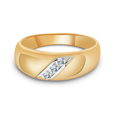Ioka Jewelry - 14K Yellow Solid Gold Cubic Zirconia CZ Ring Men's Band