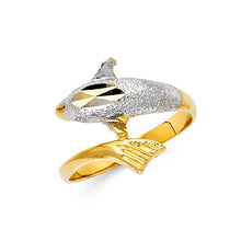 Ioka Jewelry - 14K Two Tone Solid Gold Fancy Dolphin Ring