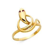 Ioka Jewelry - 14K Yellow Solid Gold Fancy Coiled Snake Ring