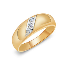 Ioka Jewelry - 14K Yellow Solid Gold Cubic Zirconia CZ Ring Men's Band