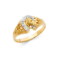 Ioka Jewelry - 14K Two Tone Solid Gold Lucky Horseshoe Ring