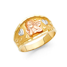 Ioka Jewelry - 14K Tri Color Solid Gold Fancy Cupid Ring