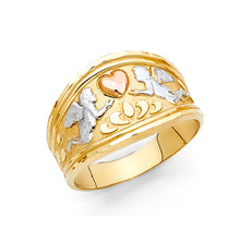 Ioka Jewelry - 14K Tri Color Solid Gold Fancy Cupid and Heart Ring