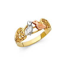 Ioka Jewelry - 14K Tri Color Solid Gold Fancy Love Birds Ring