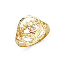Ioka Jewelry - 14K Two Tone Solid Gold Amor Ring
