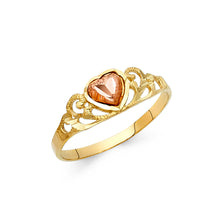 Ioka Jewelry - 14K Two Tone Solid Gold Fancy Heart Ring