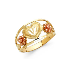 Ioka Jewelry - 14K Two Tone Solid Gold Fancy Heart Ring