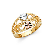Ioka Jewelry - 14K Tri Color Solid Gold Fancy Heart Ring