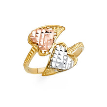 Ioka Jewelry - 14K Tri Color Solid Gold Fancy Double Heart Ring