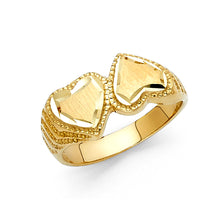 Ioka Jewelry - 14K Yellow Solid Gold Fancy Dual Heart Ring