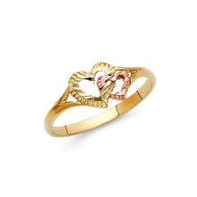 Ioka Jewelry - 14K Two Tone Solid Gold Fancy Interlocked Heart Ring