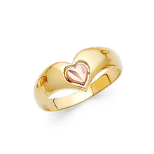 Ioka Jewelry - 14K Two Tone Solid Gold Fancy Heart V Shaped Ring
