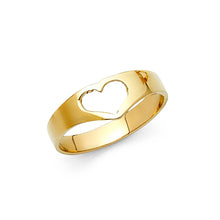 Ioka Jewelry - 14K Yellow Solid Gold Fancy Heart Ring
