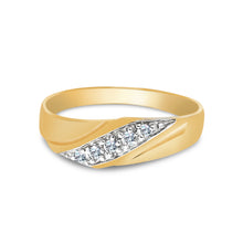 Ioka Jewelry - 14K Yellow Solid Gold Cubic Zirconia CZ Ring Men's Band