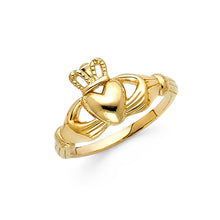 Ioka Jewelry - 14K Yellow Solid Gold Claddagh Heart Ring