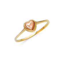Ioka Jewelry - 14K Two Tone Solid Gold Fancy Heart Ring