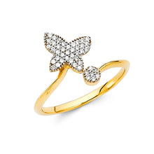 Ioka Jewelry - 14K Yellow Solid Gold Cubic Zirconia CZ Butterfly Fancy Ring