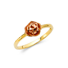 Ioka Jewelry - 14K Yellow Solid Gold Cubic Zirconia CZ Rose Flower Fancy Ring
