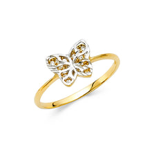 Ioka Jewelry - 14K Yellow Solid Gold Cubic Zirconia CZ Butterly Fancy Ring