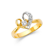 Ioka Jewelry - 14K Yellow Solid Gold Cubic Zirconia CZ Fancy Heart Ring