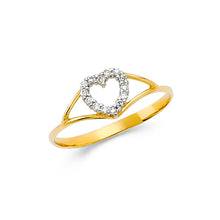 Ioka Jewelry - 14K Yellow Solid Gold Cubic Zirconia CZ Heart Fancy Ring