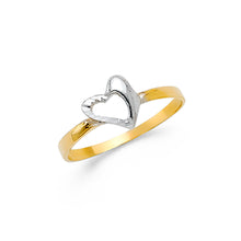 Ioka Jewelry - 14K Two Tone Solid Gold Simple Heart Ring