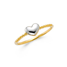 Ioka Jewelry - 14K Two Tone Solid Gold Fancy Small Heart Ring