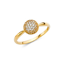 Ioka Jewelry - 14K Yellow Solid Gold Cubic Zirconia CZ Fancy Ball Ring
