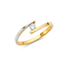 Ioka Jewelry - 14K Two Tone Solid Gold Round Cut Cubic Zirconia CZ Fancy Ring