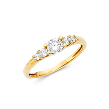 Ioka Jewelry - 14K Yellow Solid Gold Round Cut Cubic Zirconia CZ Wedding Engagement Ring