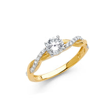 Ioka Jewelry - 14K Yellow Solid Gold Round Cut Cubic Zirconia CZ Wedding Engagement Ring