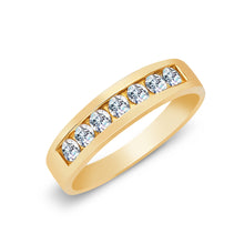 Ioka Jewelry - 14K Yellow Solid Gold Cubic Zirconia CZ Ring Men's Band
