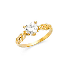 Ioka Jewelry - 14K Yellow Solid Gold Heart Shaped Cubic Zirconia CZ Fancy Ring