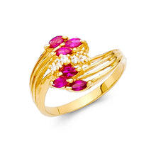Ioka Jewelry - 14K Yellow Solid Gold Cubic Zirconia CZ Fancy Ring