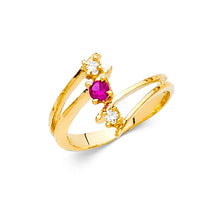 Ioka Jewelry - 14K Yellow Solid Gold 3 Stone Cubic Zirconia CZ Fancy Ring