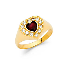 Ioka Jewelry - 14K Yellow Solid Gold Heart Shaped Cubic Zirconia CZ Halo Fancy Ring