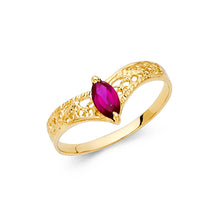 Ioka Jewelry - 14K Yellow Solid Gold Cubic Zirconia CZ V Shaped Fancy Ring
